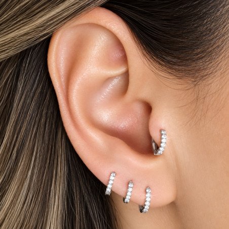 Piercing de Orelha de Argolinha com Cristais - 6ORE368