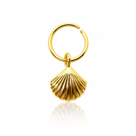Piercing de Orelha Banhado a Ouro - Argolinha Sereia Concha - 6ORE367