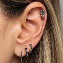 Piercing para Orelha com uma Linda Caveira com Cristais Negros - 6ORE372