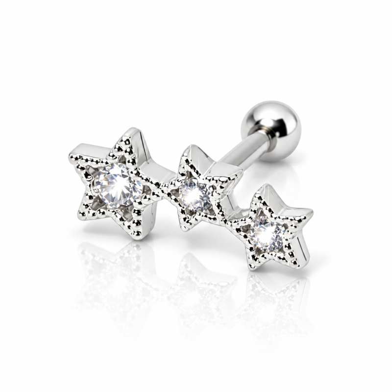 Piercing de Orelha Cluster com Estrelas - 6ORE374