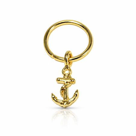Piercing de Orelha Banhado a Ouro - Argolinha Âncora - 6ORE388
