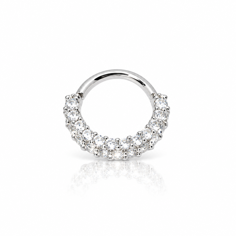 Piercing Hélix ou Daith Argolinha de Torção Duplamente Cravejada - 6ORE398