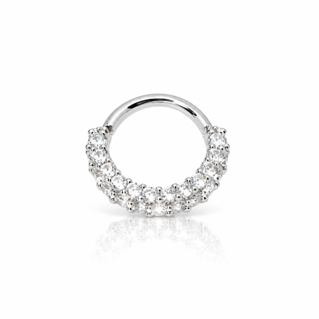 Piercing Hélix ou Daith Argolinha de Torção Duplamente Cravejada - 6ORE398