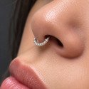 Piercing Hélix ou Daith Argolinha de Torção Duplamente Cravejada - 6ORE398