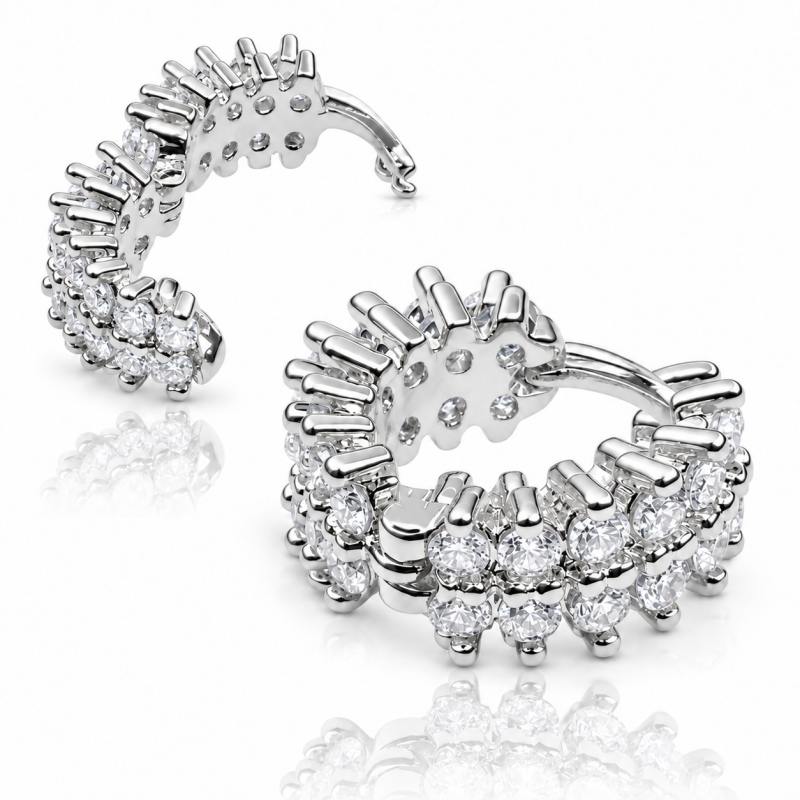 Piercing de Orelha - Argola Dupla de Zircônia - 6ORE422