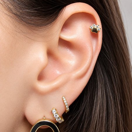 Piercing para Orelha com Patinha com Cristais - 6ORE426