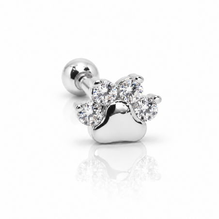 Piercing para Orelha com Patinha com Cristais - 6ORE426