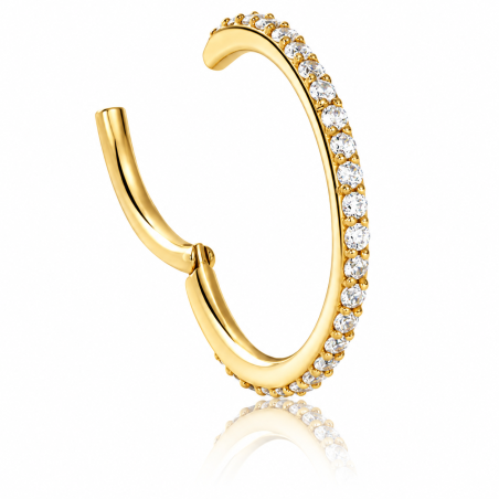 Piercing de Orelha Conch Argolinha Dourada em Aço com Swarovski - 6ORE432