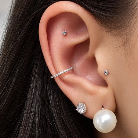 Piercing de Orelha Argolinha Conch em Aço com Swarovski - 6ORE433
