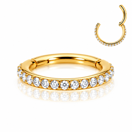 Piercing de Orelha Argolinha Dourada em Aço com Swarovski - 6ORE435