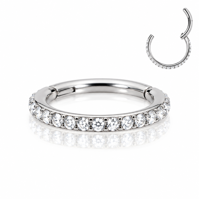 Piercing de Orelha Hélix Argolinha em Aço com Swarovski - 6ORE436