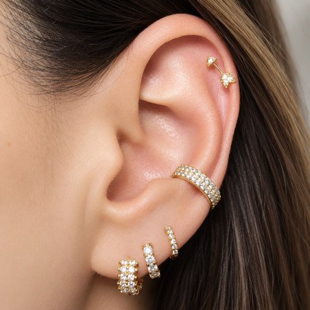 Piercing para Orelha - Hélix Dourado - Flecha com Cristais - Joia Blindada - 6ORE462