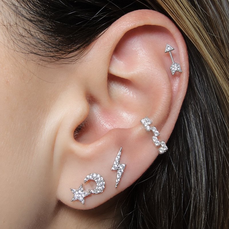 Piercing para Orelha Conch Escada com Cristais - Joia Blindada - 6ORE466