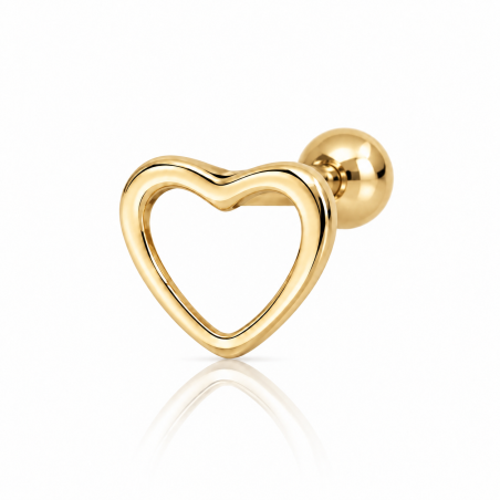 Piercing para Orelha Dourado -  Coração Vazado - Joia Blindada - 6ORE475