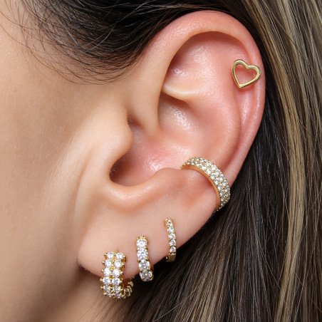 Piercing para Orelha Dourado -  Coração Vazado - Joia Blindada - 6ORE475