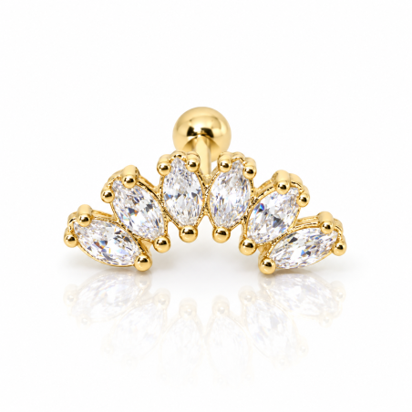 Piercing Cluster Zircônia Dourado - 6ORE478
