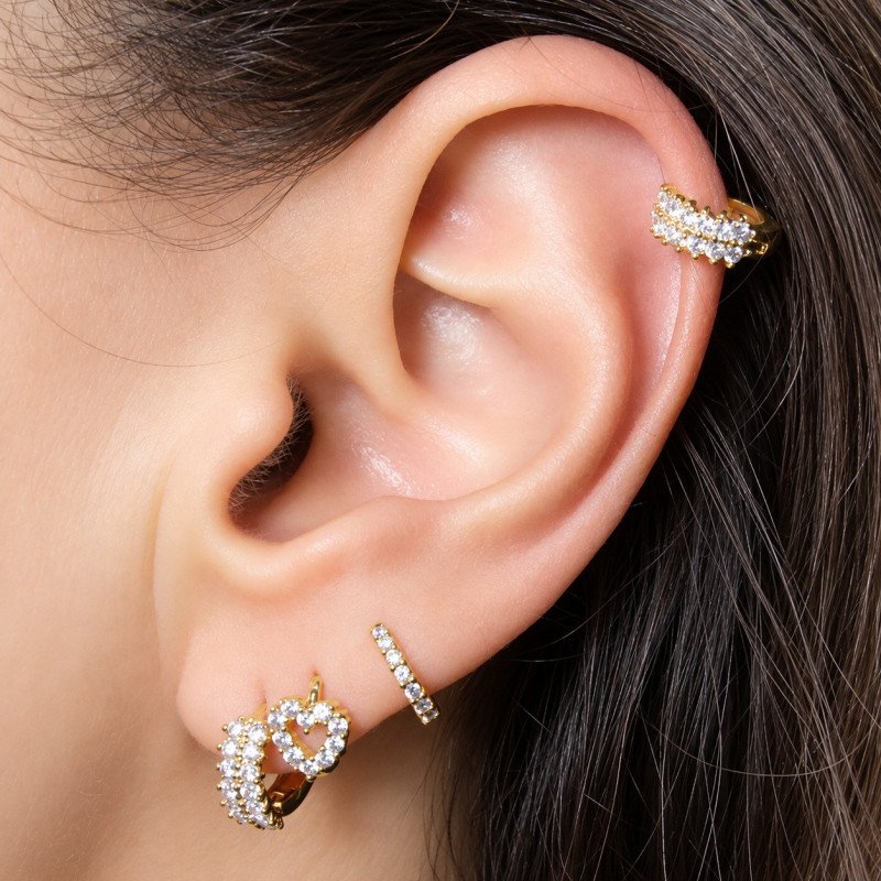 Piercing de Orelha - Argolinha Cravejada de Zircônias - 6ORE514