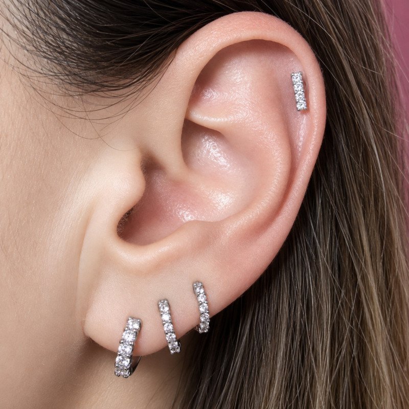 Piercing para Orelha - Labret Barrinha em Prata 925- 6ORE545
