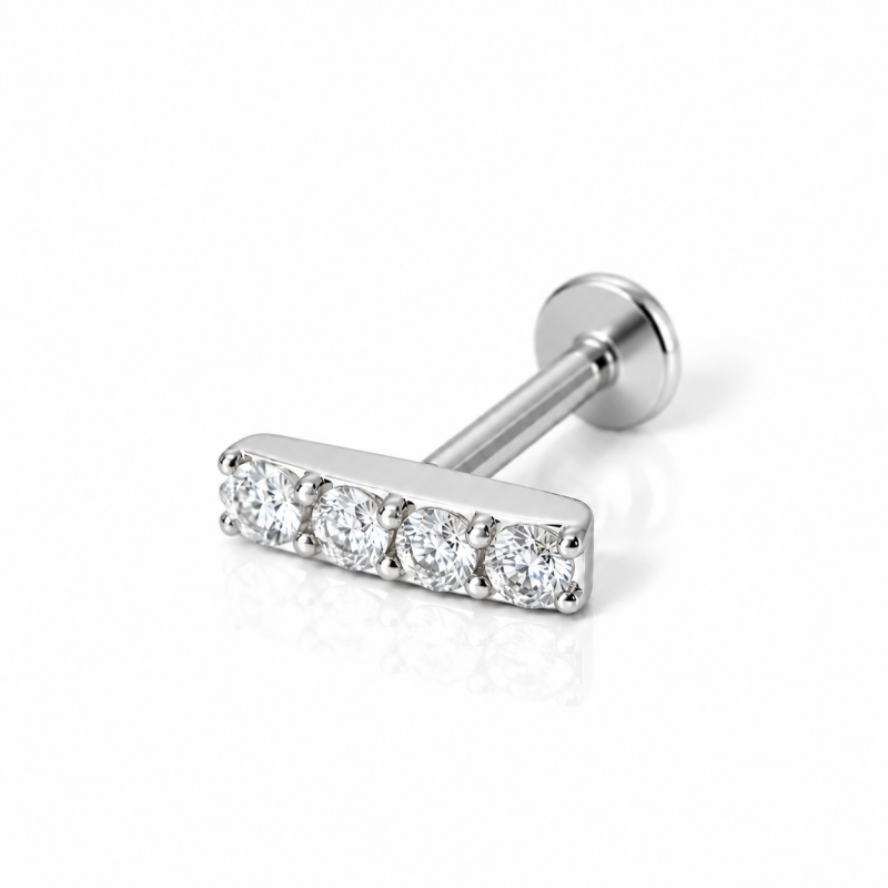 Piercing para Orelha - Labret Barrinha em Prata 925- 6ORE545