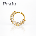 Piercing em Prata 950 - Hélix ou Daith Argolinha Dourada Toda Cravejada - 6ORE555