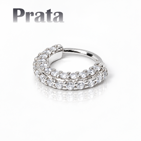 Piercing em Prata 950 - Hélix ou Daith Argolinha Toda Cravejada - 6ORE556