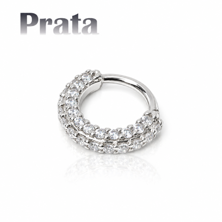 Piercing em Prata 950 - Hélix ou Daith Argolinha Toda Cravejada - 6ORE556