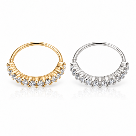 Piercings de Nariz - Argolinha em Prata Cravejada de Cristais - 2NAA70