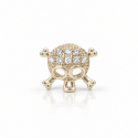 Piercing de Orelha Dourado - Caveira com Cristais - 6ORE573