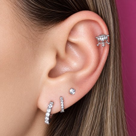 Piercing de Orelha Dourado - Caveira com Cristais - 6ORE573