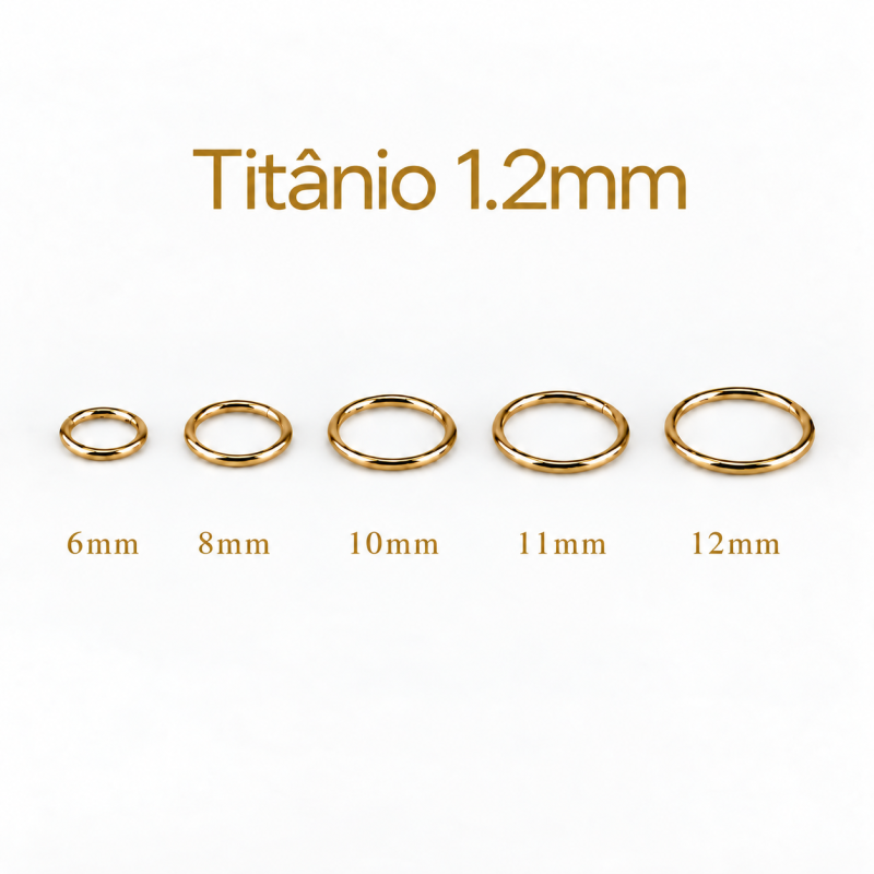 Piercing Argola 1.2mm Segmento Articulado em Titânio PVD GOLD - 6ORE578