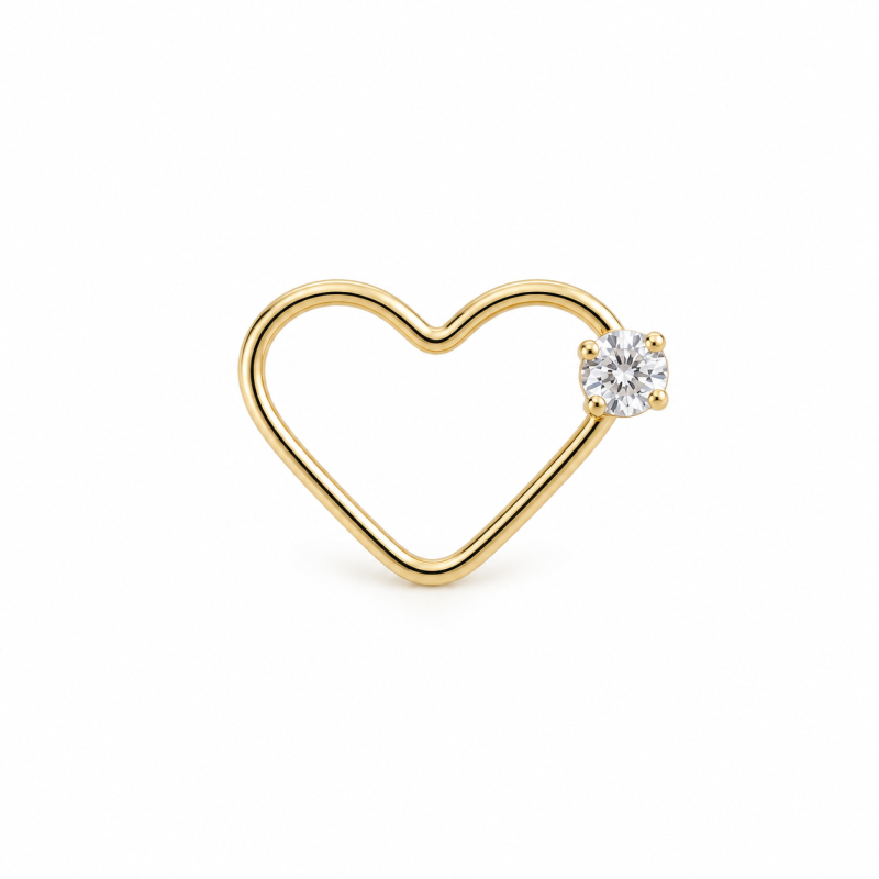 Piercing de Orelha - Aço Cirúrgico PVD Gold - Coração - Daith - 6ORE594