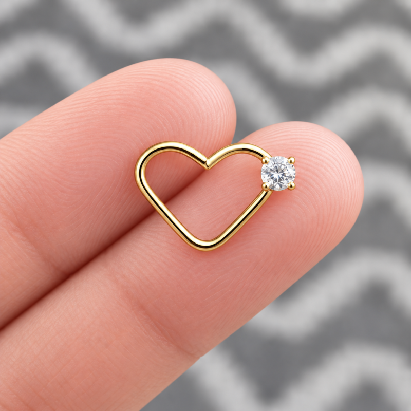 Piercing de Orelha - Aço Cirúrgico PVD Gold - Coração - Daith - 6ORE594