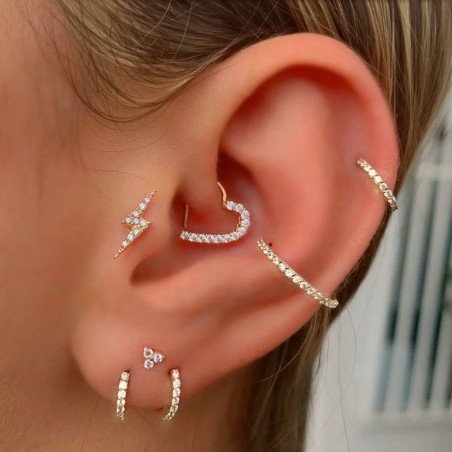 Piercing Conch - Clicker em Titânio PVD Gold com Zircônias - 6ORE597
