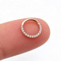 Piercing Daith ou Septo - Argolinha Clicker em Aço - PVD Gold com Zircônias - 6ORE600