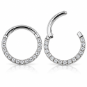 Piercing Daith ou Septo - Argolinha Clicker em Titânio com Zircônias - 6ORE601