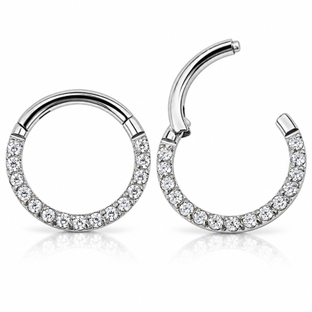 Piercing Daith ou Septo - Argolinha Clicker em Titânio com Zircônias - 6ORE601