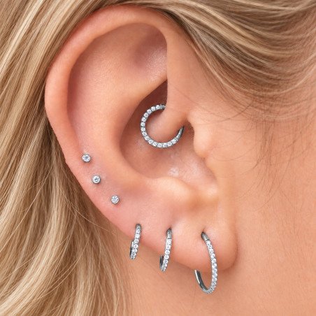 Piercing Daith ou Septo - Argolinha Clicker em Titânio com Zircônias - 6ORE601