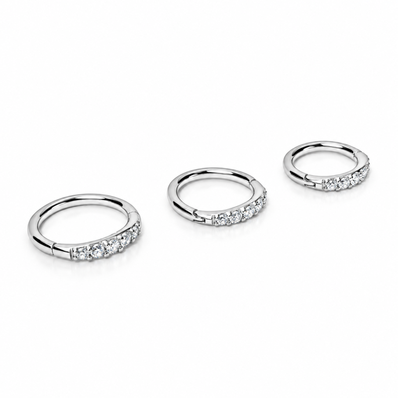 Piercing de Orelha Argolinha Clicker Meia Aliança - 6ORE606