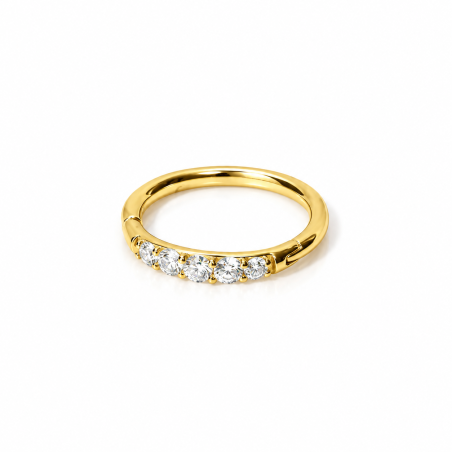 Piercing de Orelha Argolinha Clicker Meia Aliança - PVD Gold - 6ORE607