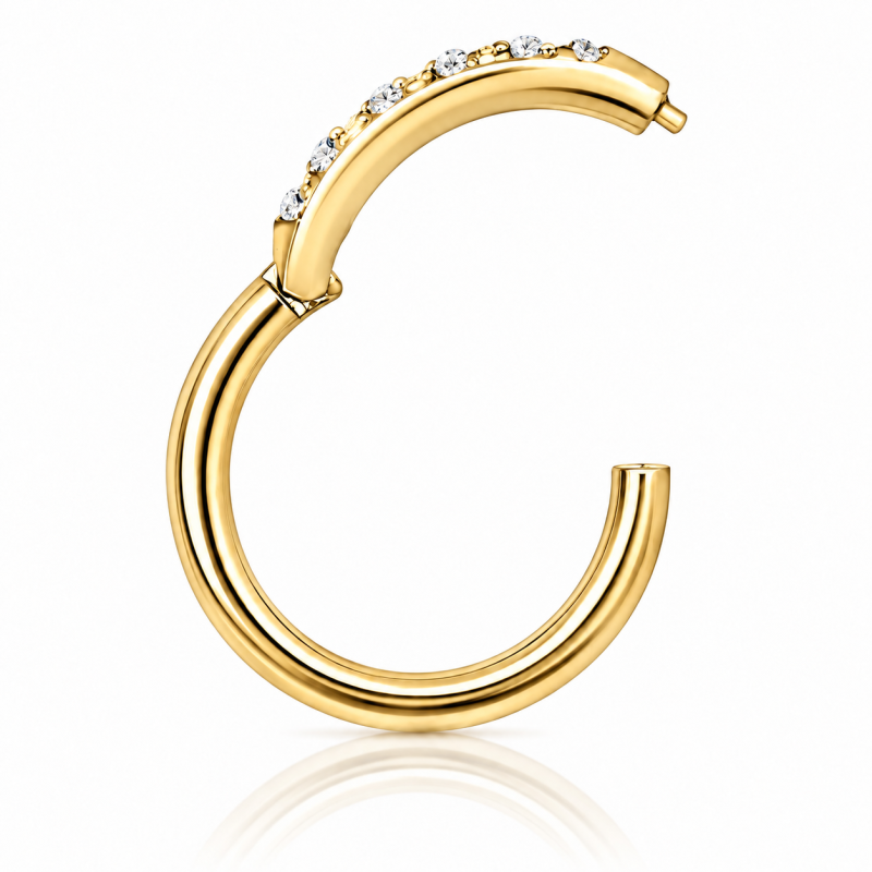 Piercing de Orelha Argolinha Clicker Meia Aliança - PVD Gold - 6ORE607