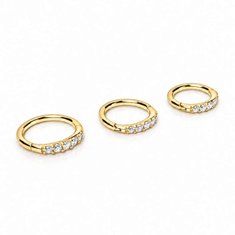 Piercing de Orelha Argolinha Clicker Meia Aliança - PVD Gold - 6ORE607