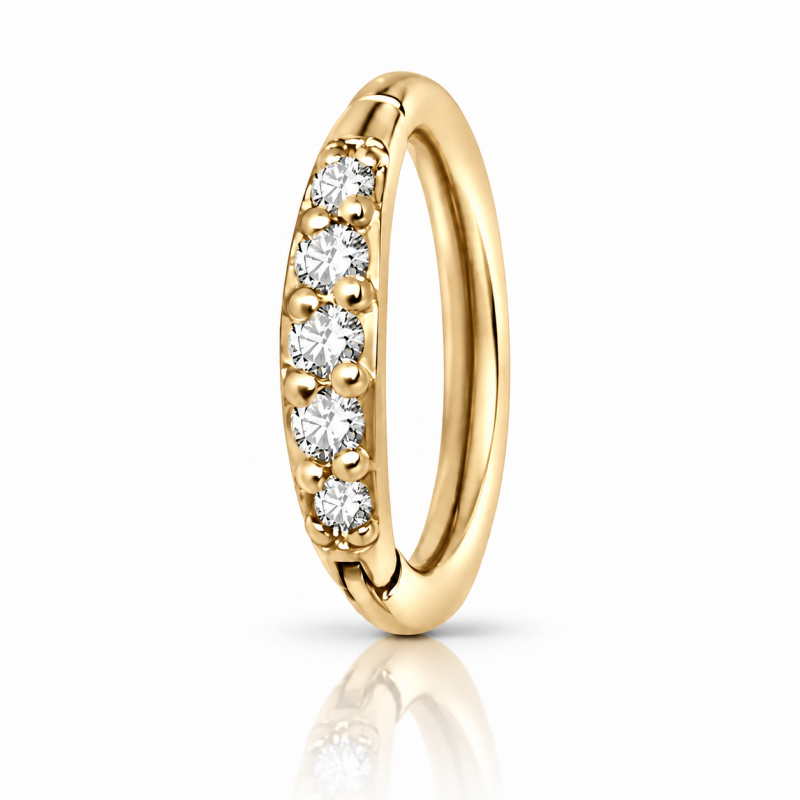 Piercing de Orelha Argolinha Clicker Meia Aliança - PVD Gold - 6ORE607