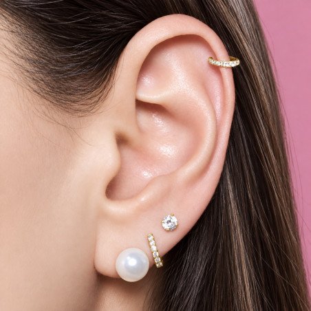 Piercing de Orelha Argolinha Clicker Meia Aliança - PVD Gold - 6ORE607
