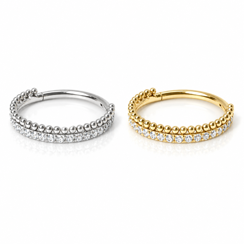 Piercing  Conch Argolinha Clicker Cravejada - 100% em Titânio - 6ORE617