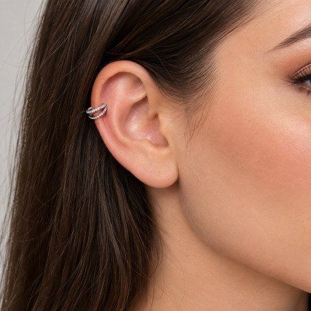 Piercing  helix ou Conch Argolinha Clicker Dupla Cravejada - PVD Gold 100% em Titânio - 6ORE618