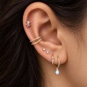 Piercing  helix ou Conch Argolinha Clicker Dupla Cravejada - PVD Gold 100% em Titânio - 6ORE618