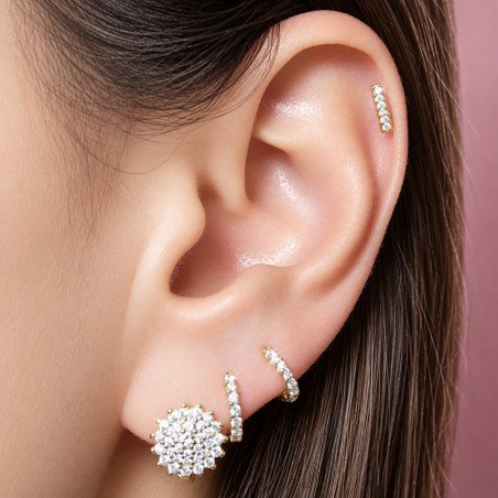 Piercing de Orelha Dourado - Barrinha com Zircônias - 6ORE621