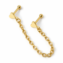 Piercing de Orelha PVD Gold - Coração com Correntinha - 6ORE622