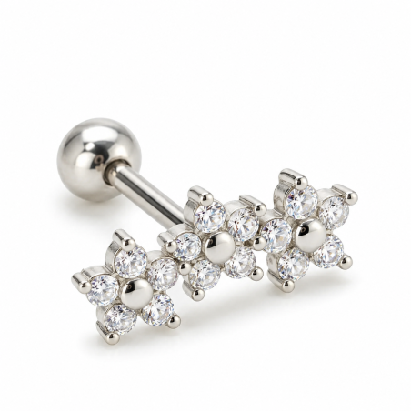 Piercing de Orelha - Cluster Mini Florzinhas com Zircônias - 6ORE625