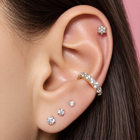 Piercing de Orelha Dourado - Conch - Cravejado em Zircônias - 6ORE627